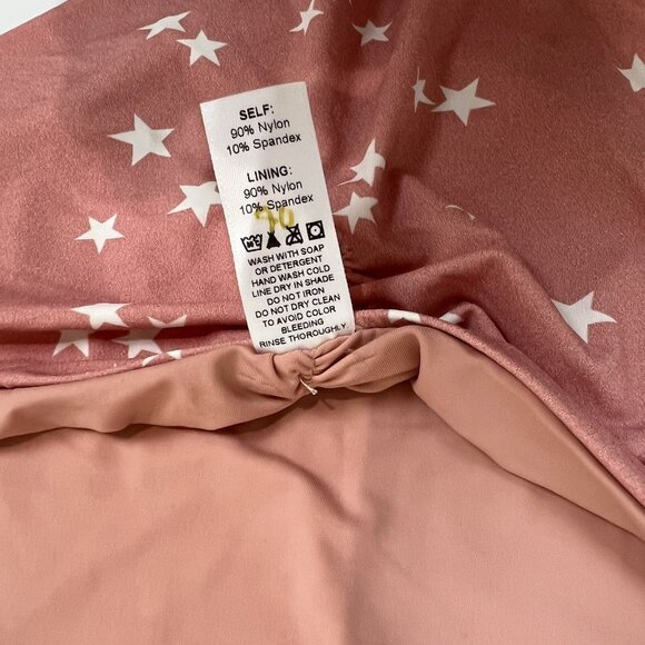 WET Aria One Piece Swimsuit Size Small Pink Rose Stars Open Back Monokini K4430 - Picture 10 of 12